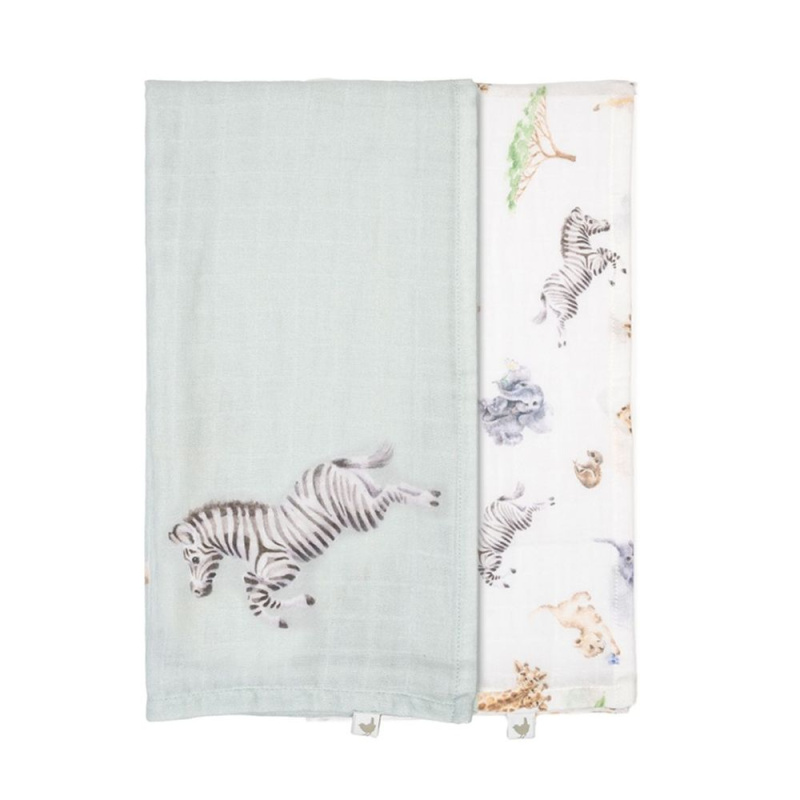 Wrendale Designs Mušelínové plenky Wrendale Designs "Little Savannah", 2 ks - Africká zvířátka