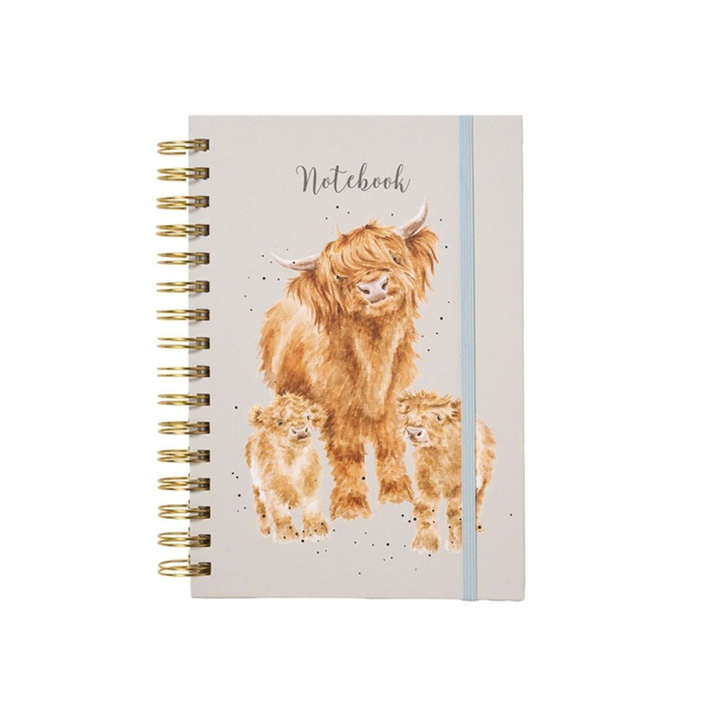 Kroužkový blok Wrendale Designs Highland Coo, A5, 90 l., linkovaný - Krávy Aladine