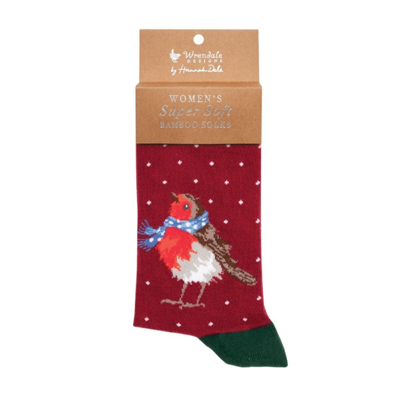 Wrendale Designs Dámské ponožky Wrendale Designs "Season's Tweetings" - Červenka, vánoční