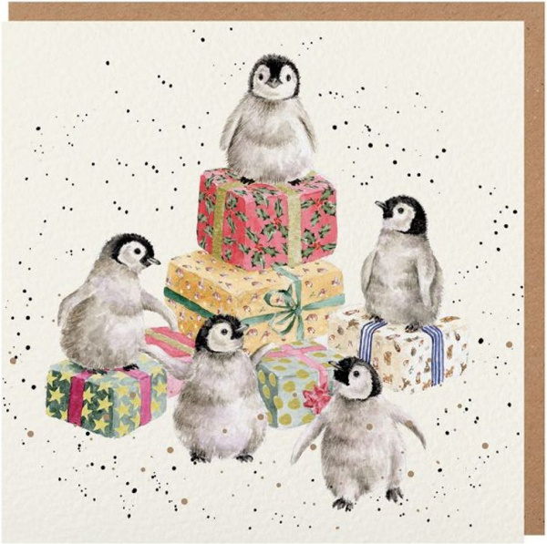 Wrendale Designs Přání Wrendale Designs "Penguin Pandemonium", 15x15 cm - Vánoční tučňáci