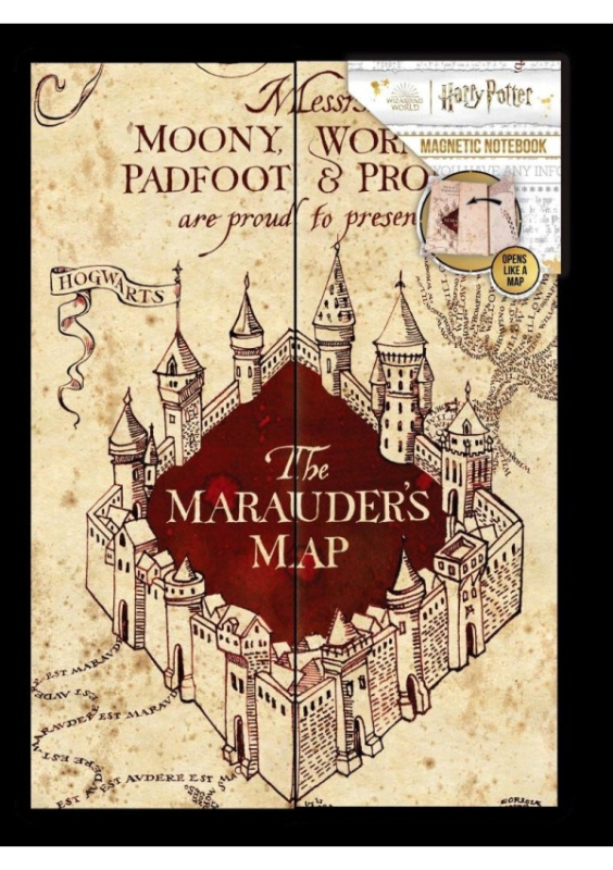 CurePink Magnetický A5 blok Harry Potter Pobertův plánek 14,8 x 21 cm BSSBS145056HP