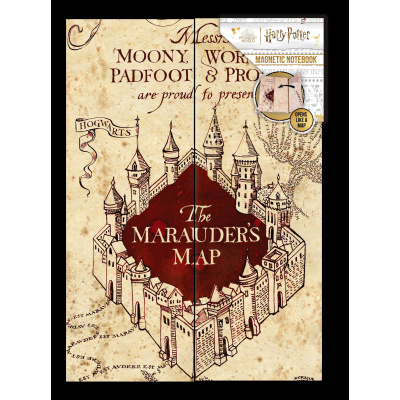 CurePink Magnetický A5 blok Harry Potter Pobertův plánek 14,8 x 21 cm BSSBS145056HP