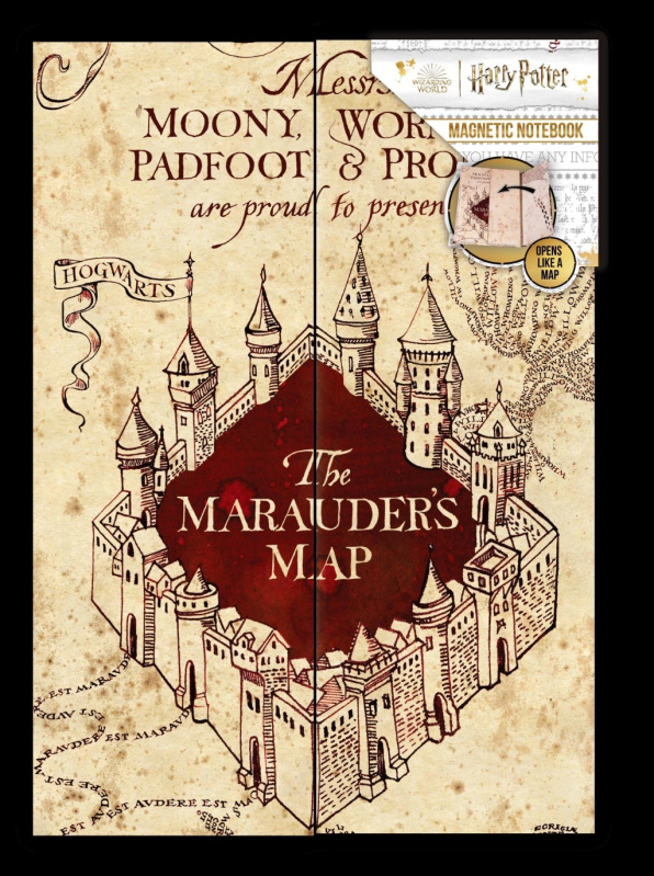 CurePink Magnetický A5 blok Harry Potter Pobertův plánek 14,8 x 21 cm BSSBS145056HP
