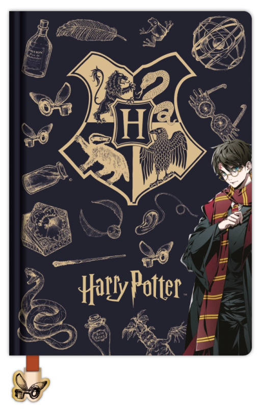 Harry Potter blok A5 námořnická modrá a zlatá