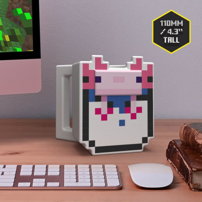 CurePink 3D keramický hrnek Minecraft Axolotl 400 ml