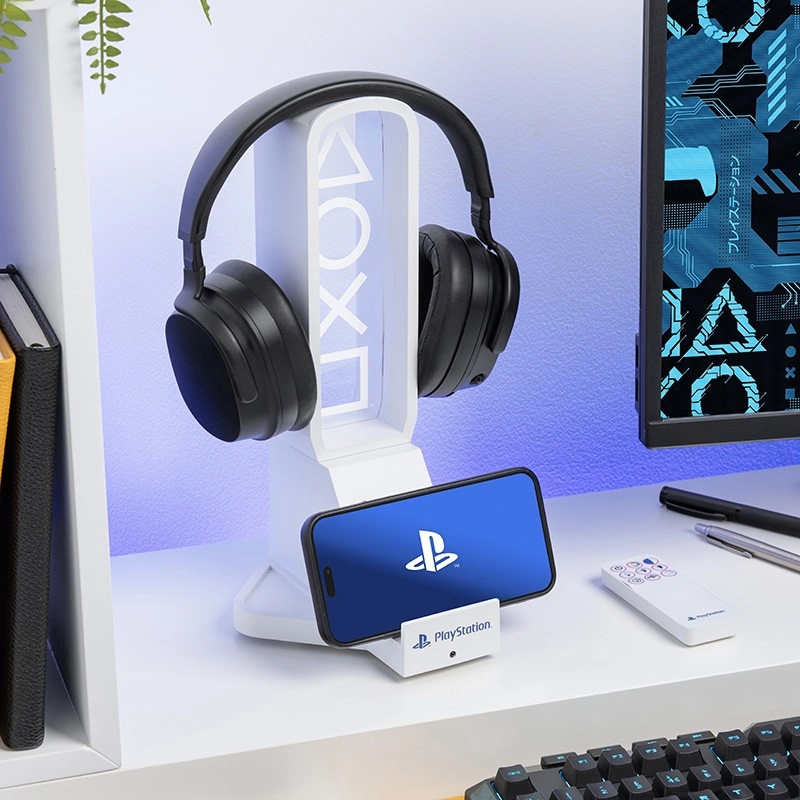 PlayStation LED stojan na sluchátka a telefon s USB‑C nabíjením