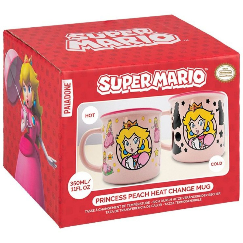 Hrnek Paladone Super Mario - Peach (měnící se motiv) 350 ml Vícebarevná