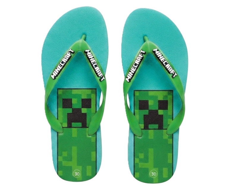 Dětské žabky Minecraft s motivem Creepera – Velikost 4