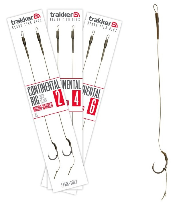 Trakker návazce continental ready rig barbed 35 lb 2 ks - velikost háčku 4