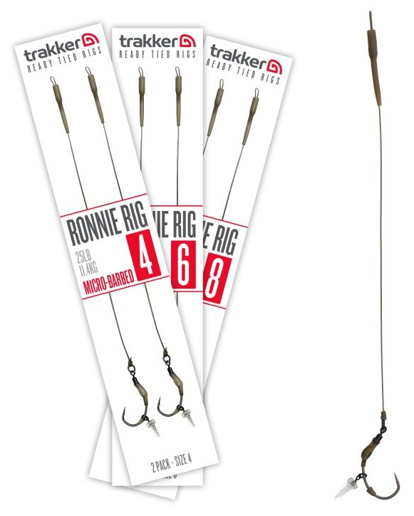 Trakker návazce ronnie rig barbed 25 lb 2 ks - velikost háčku 8