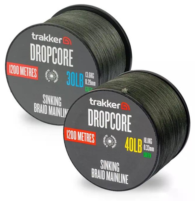Trakker kmenová šňůra dropcore braid green 1200 m - 0,29 mm 30 lb