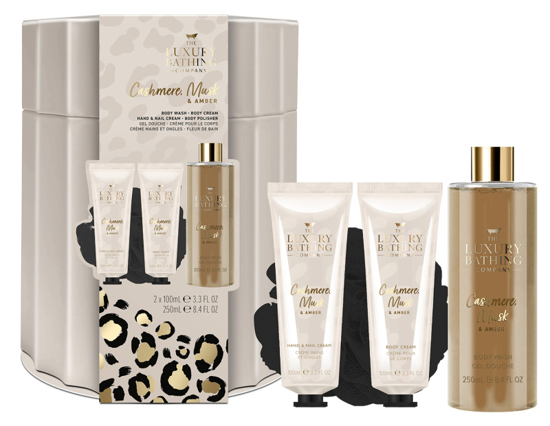 Grace Cole Dárková sada péče o tělo v plechové dóze Kašmír, Mošus & Ambra 4 ks