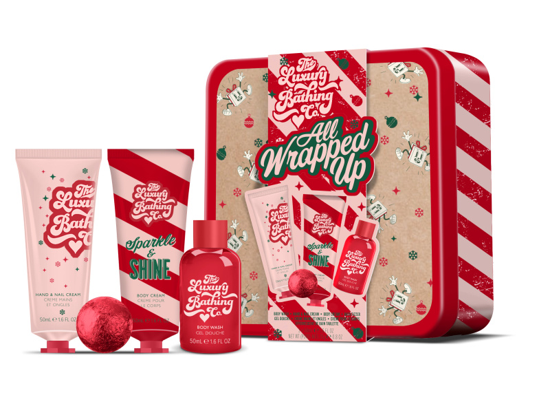 The Luxury Bathing Company Dárková mini sada péče o tělo v plechové dóze Vánoční cukrovinky, Kakao & Vanilka 4 ks