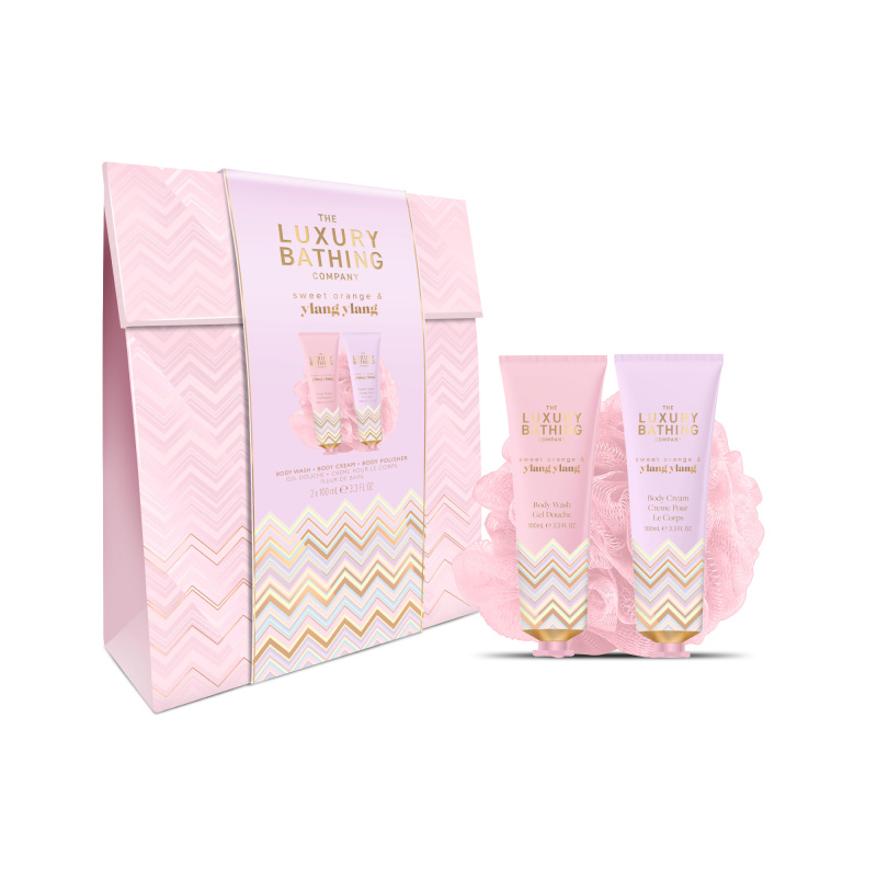 Grace Cole Dárková sada péče o tělo s houbičkou Pomeranč & Ylang Ylang 3 ks