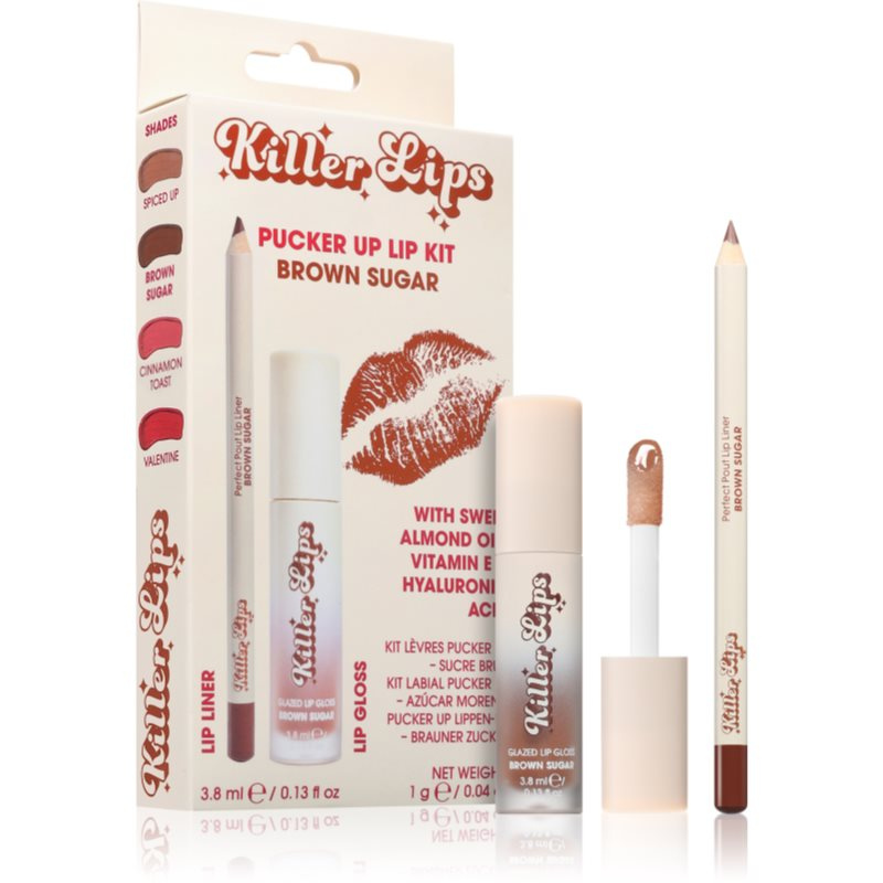 Killer Lips Pucker Up Lip Kit set na rty pro ženy Brown Sugar