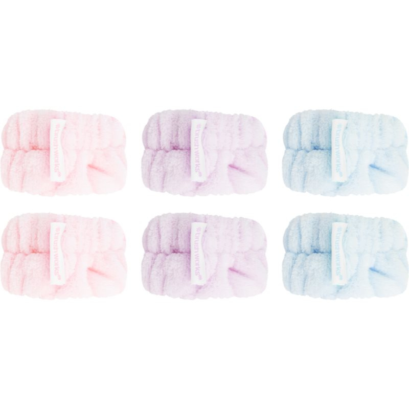 Brushworks Pastel Microfibre Wrist Wash Bands náramky proti stékající vodě při mytí obličeje 6 ks