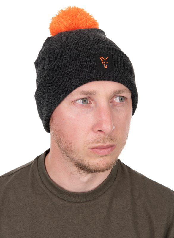 Fox čepice collection bobble hat black orange