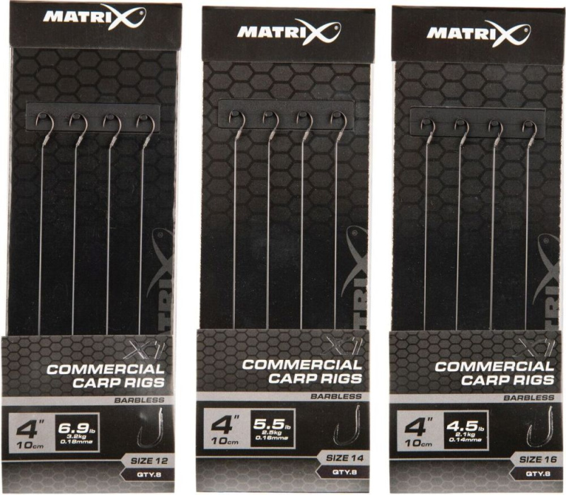 Matrix návazec x1 commercial carp rigs 10 cm - velikost háčku 16