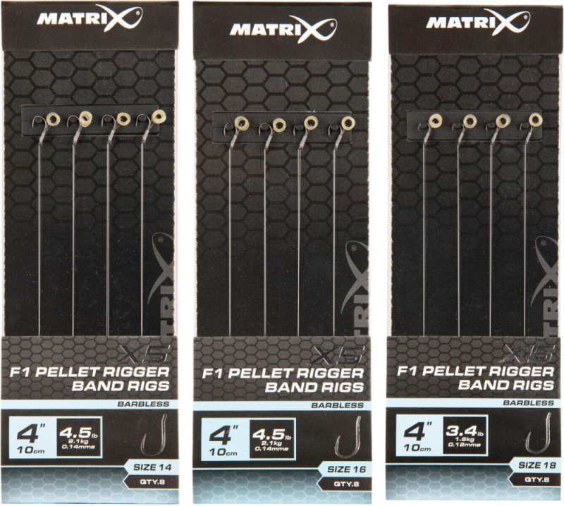 Matrix návazec x5 f1 pellet rigger band rigs 10 cm - velikost háčku 18