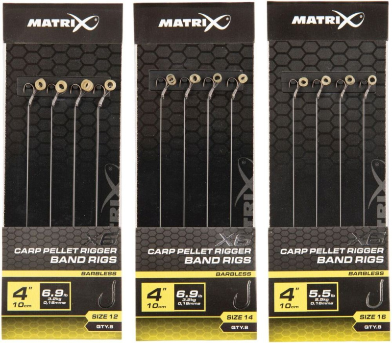 Matrix návazec x6 carp pellet rigger band rigs 10 cm - velikost háčku 16