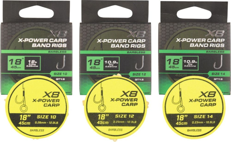 Matrix návazec x8 x-power carp band rigs 45 cm - velikost háčku 10