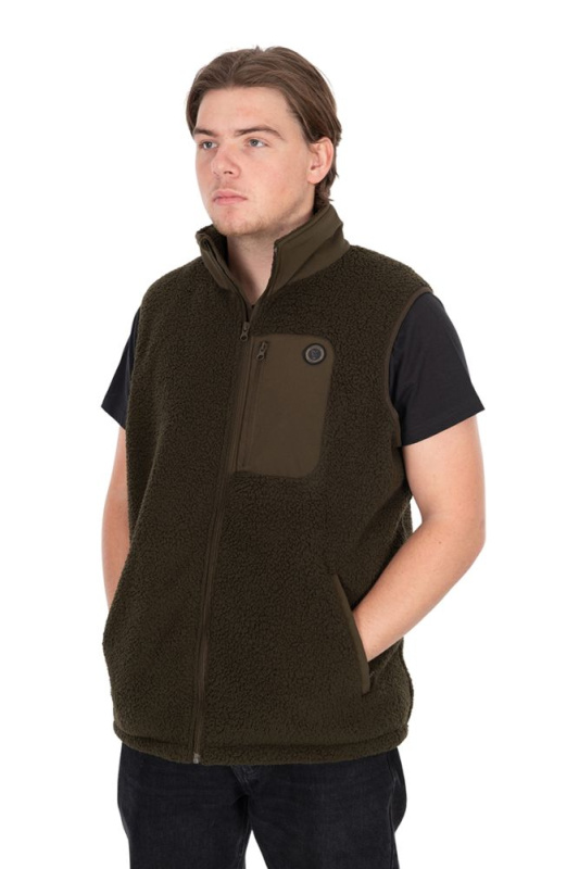 Fox vesta olive sherpa hybrid gilet - s