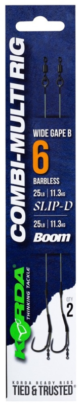 Korda návazec combi multi rig wide gape b 25 lb 2 ks - velikost háčku 6