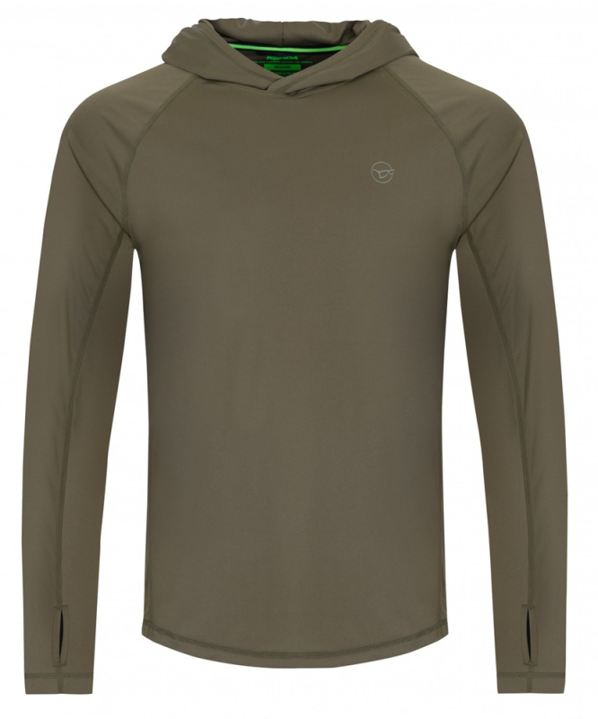 Korda triko upf hooded top dark khaki - s