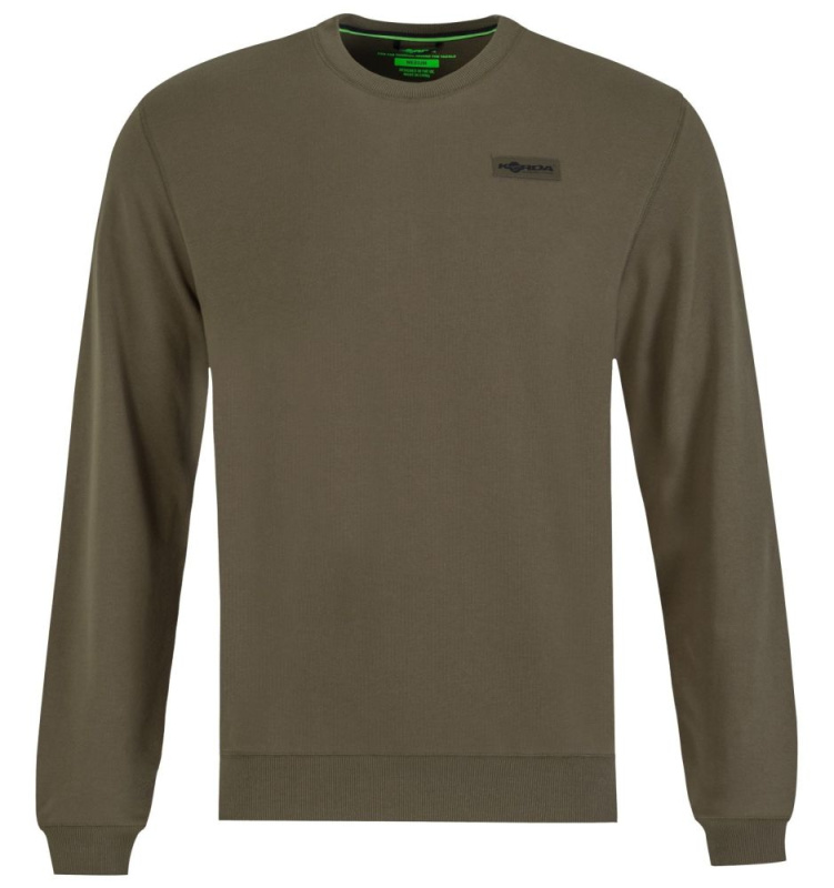 Korda tričko s dlouhým rukávem patch crewneck dark olive - xl