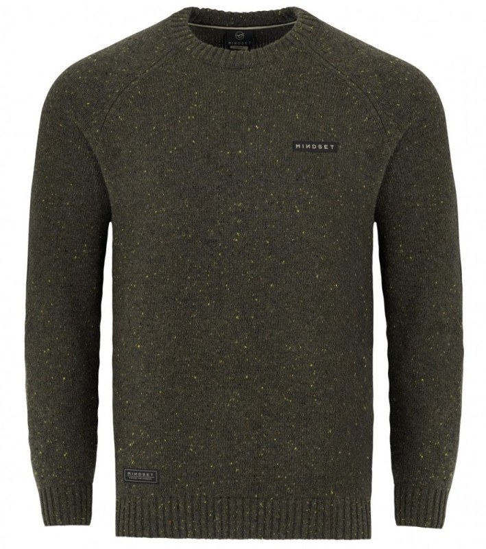 Korda svetr mindset fisherman knitted sweater dark olive - xxl