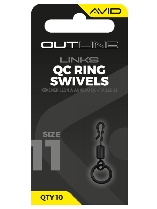 Avid carp obratlík s kroužkem outline qc ring swivel - velikosti 11