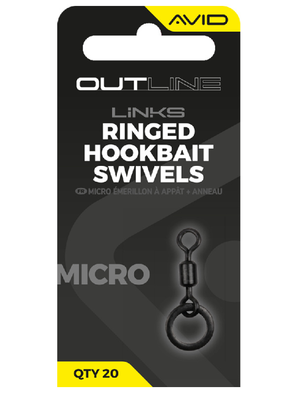 Avid carp obratlík s kroužkem outline mirco ringed hookbait swivel velikosti 19