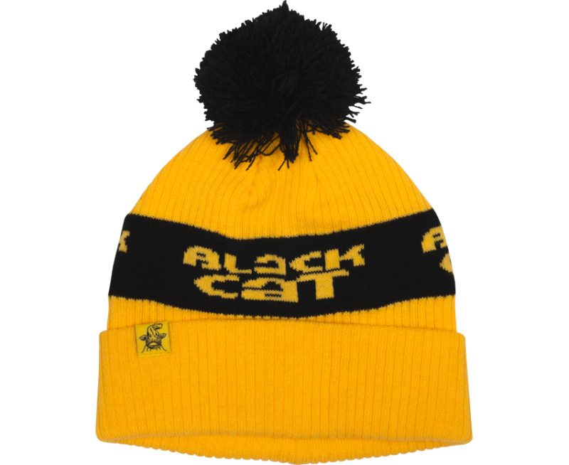 Black cat čepice yellow bobble hat