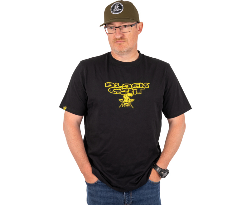 Black cat tričko distressed logo black tee - m