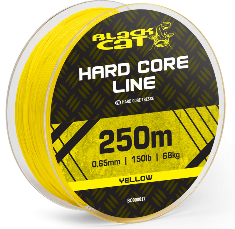 Black cat splétaná šňůra hard core line yellow 250 m - 0,65 mm 68 kg
