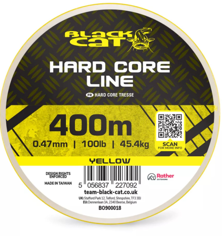 Black cat splétaná šňůra hard core line yellow 400 m - 0,55 mm 56,7 kg