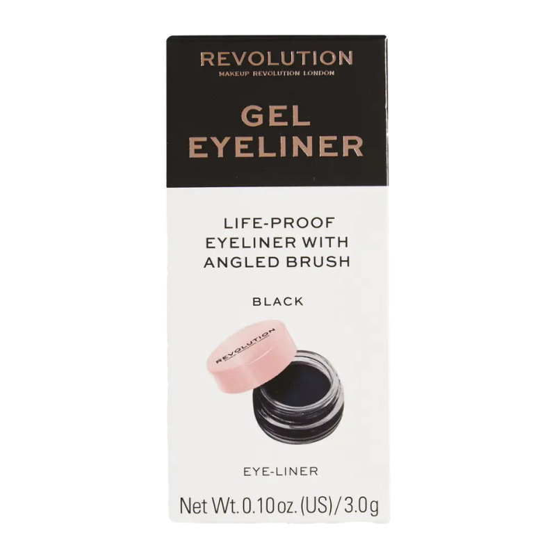 Makeup Revolution Gel Eyeliner Pot gelové oční linky se štětečkem odstín Black 3 g