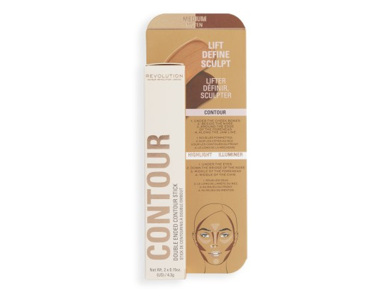 Makeup Revolution Fast Base oboustranná konturovací tyčinka odstín Medium 2x4,3 g