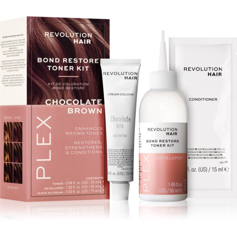 Revolution Haircare Plex Bond Restore Kit sada pro zvýraznění barvy vlasů odstín Chocolate Brown 1 ks