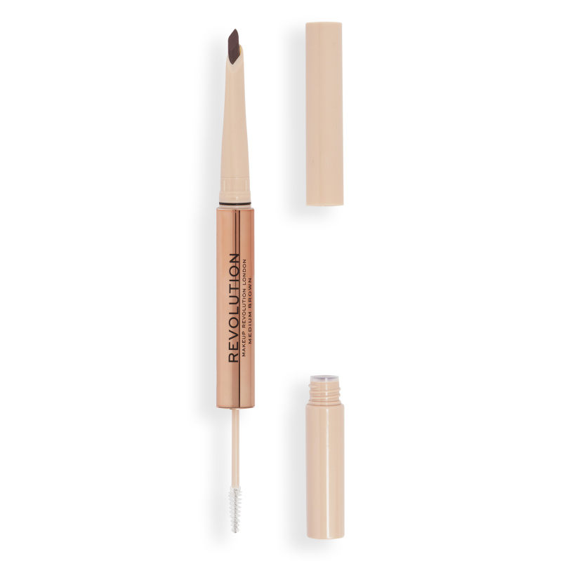 Makeup Revolution Fluffy Brow Filter Duo oboustranná tužka na obočí pro fixaci a tvar odstín Medium Brown 0.12 g