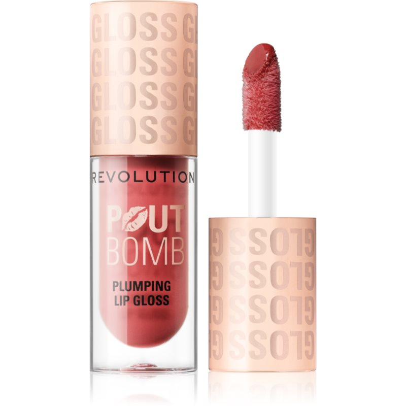Makeup Revolution Pout Bomb lesk na rty se zvětšujícím efektem odstín Melba Warm Peach 4.6 ml