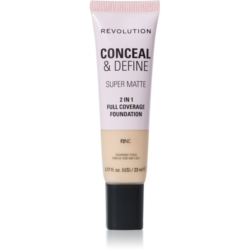Makeup Revolution Conceal & Define matující make-up odstín F2NC 23 ml