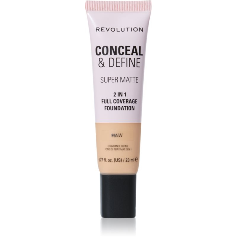 Makeup Revolution Conceal & Define matující make-up odstín F5NW 23 ml