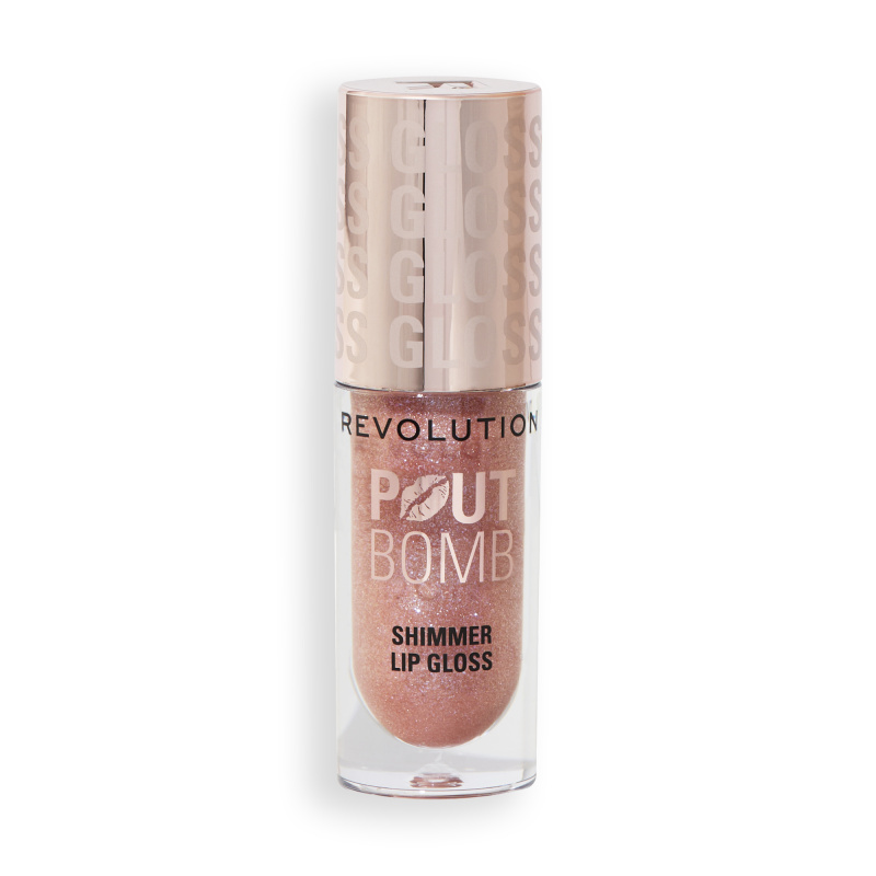 Makeup Revolution Shimmer Gloss třpytivý lesk na rty odstín Glimmer Nude 4.5 ml
