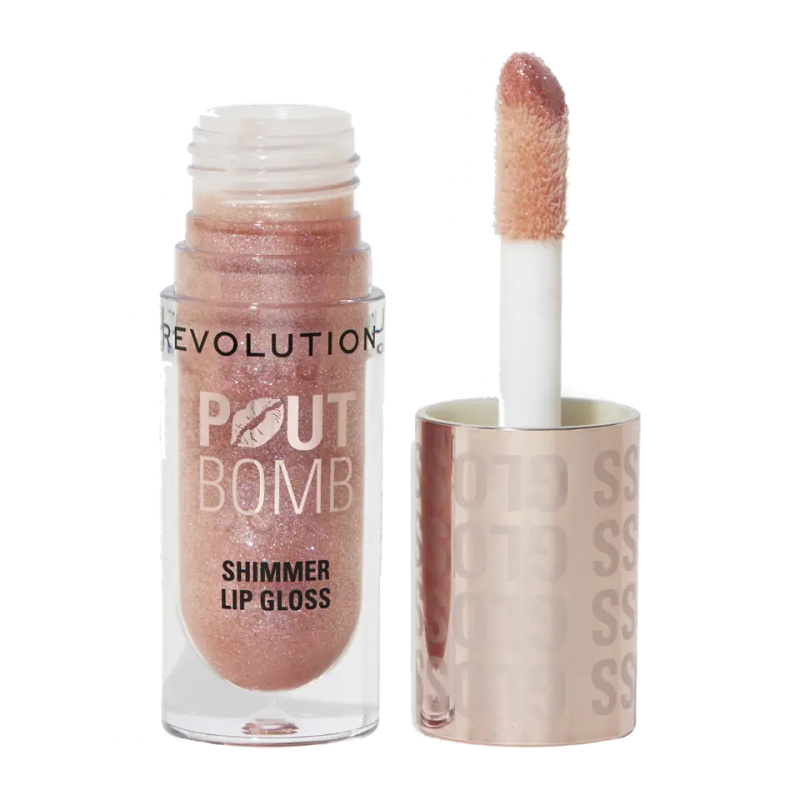 Makeup Revolution Shimmer Gloss třpytivý lesk na rty odstín Glimmer Nude 4.5 ml