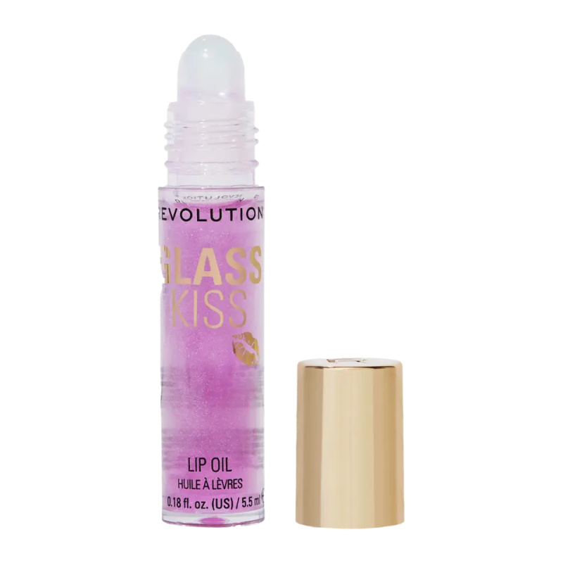 Revolution Glass Kiss třpytivý olej na rty odstín Enchanted Purple 5.5 ml