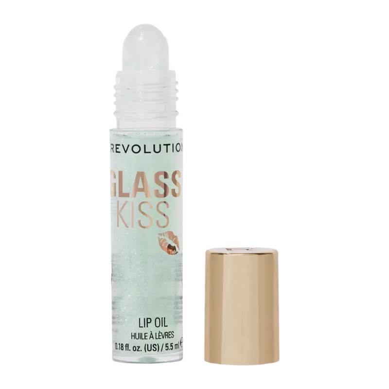 Revolution Glass Kiss třpytivý olej na rty odstín Pixiedust Green 5.5 ml
