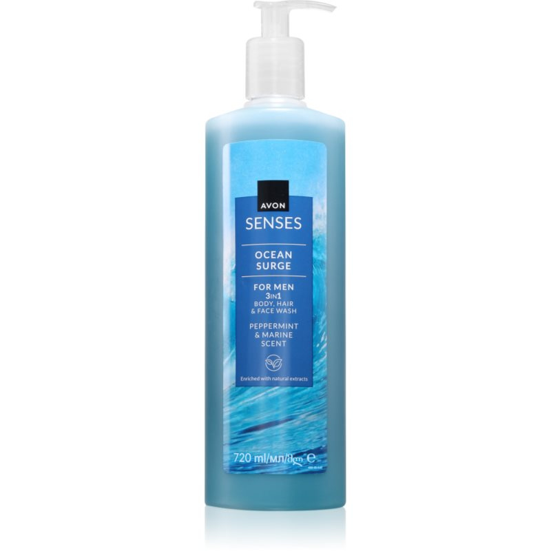 Avon Senses Ocean Surge sprchový gel pro muže 3 v 1 720 ml