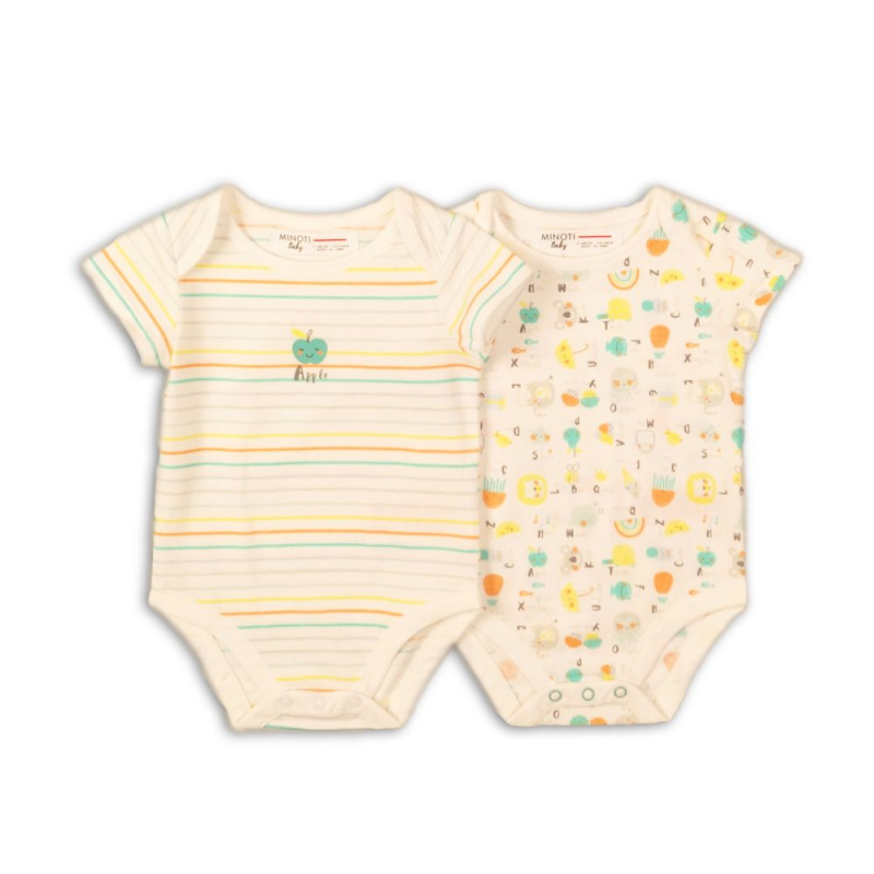Body kojenecké 2pack, Minoti, ABC 5, bílá - 56/62 | 0-3m