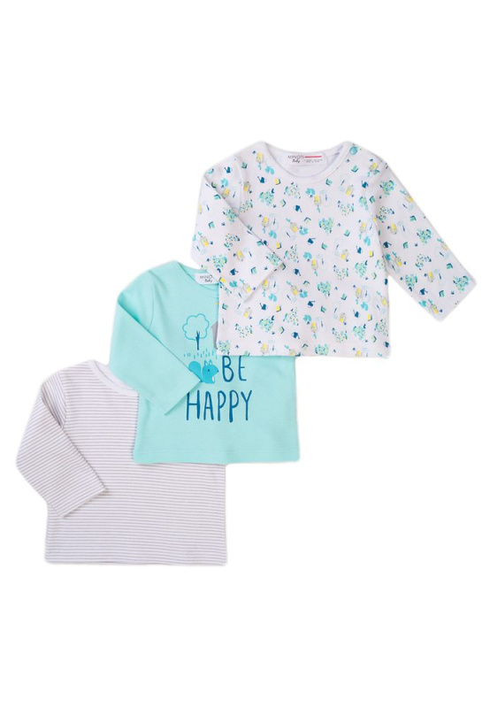 Tričko kojenecké 3pack, Minoti, Snail 10, modrá - 74/80 | 9-12m